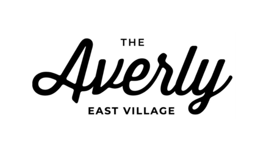 the logo of the allergy east village on a green background